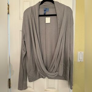 Simply Vera Vera Wang Gray Hook-Front Knit Cardigan- NWT